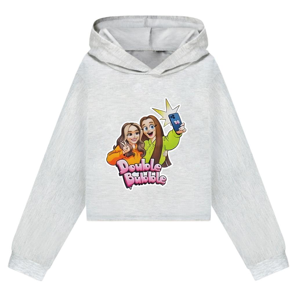 5636 Kids Girls Double Bubble Printed Short Styles Long Sleeves Hoodies