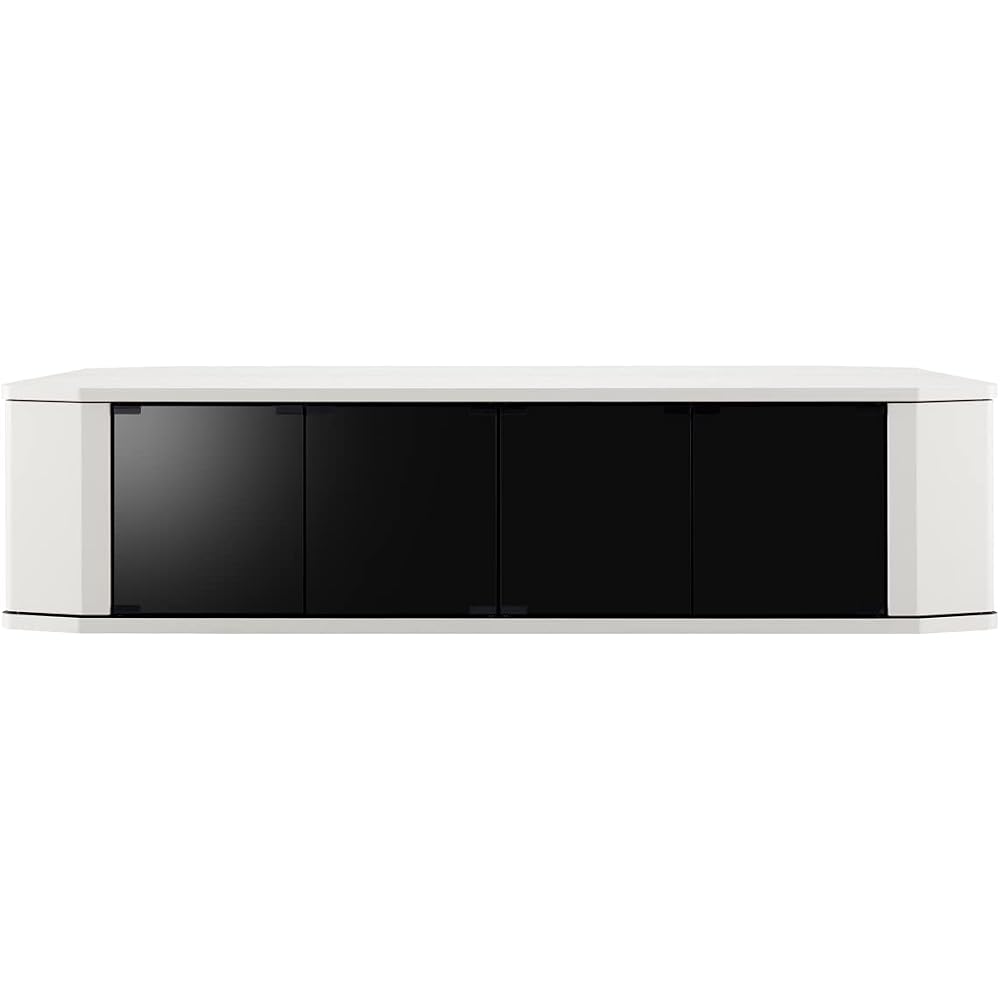 Asahiwood RACINE TV Stand for 65-inch TVs, White, 148.8cm (W) x 39cm (D) x 37.7cm (H), Corner-compatible, with casters, tempered glass, and shatterpro