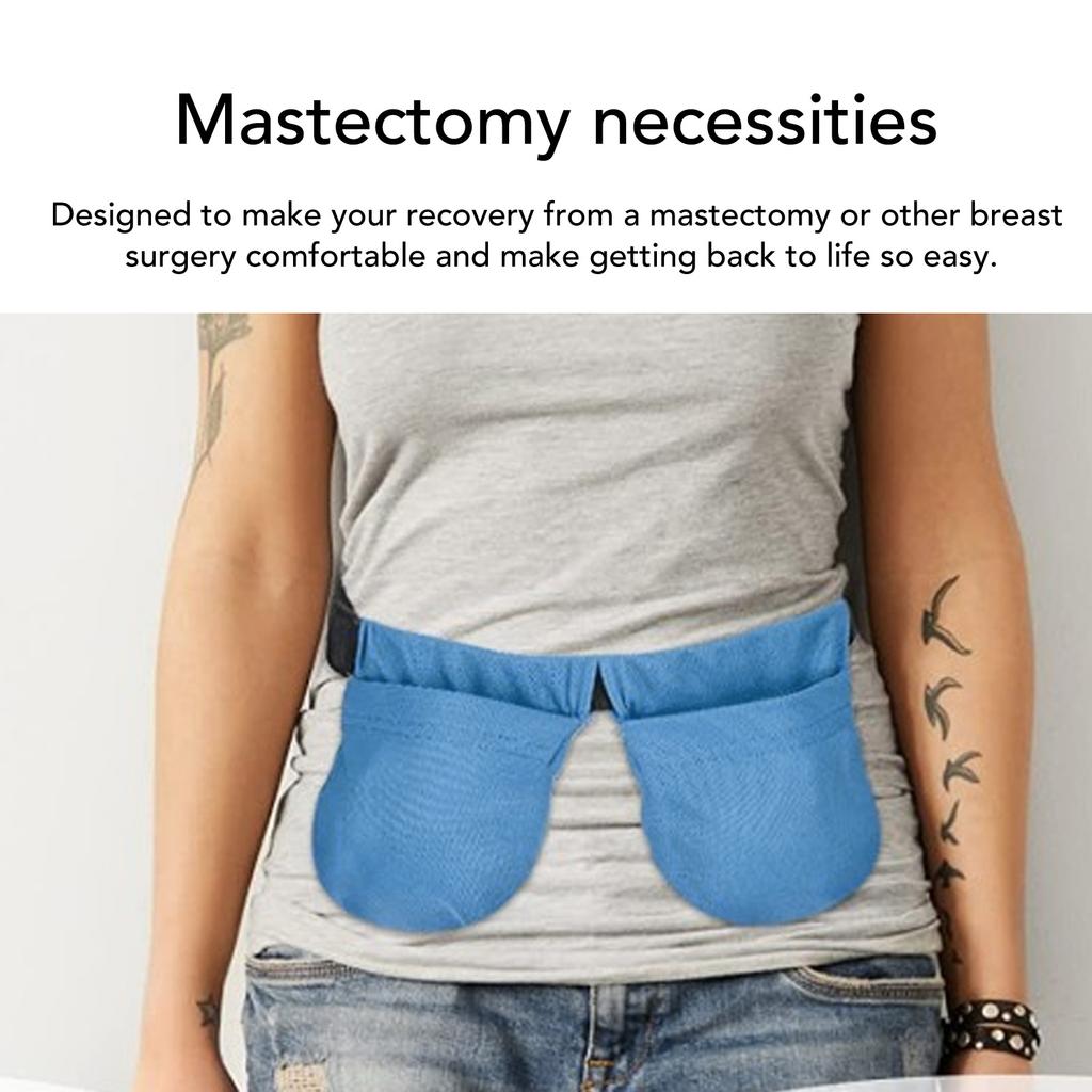 Blue Breast Surgery Drainage Bag Breathable Mastectomy Drain Holder with Shower Bag Mastectomy Drain Holder Pouches for Patient Care