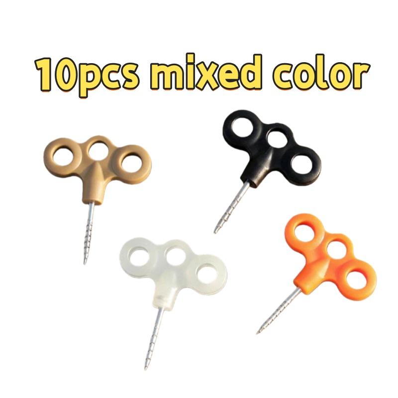 10Pcs Mixed Color Multi-Rope Ground Stakes Ground Anchors For Camping, Hiking, Trampolines, Tents, Outdoor Tools 10Pcs Mixed Colors