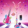 Kids Guitar Microphone Play Set Girls Pink Guitar Karaoke Machine with LED Light Music Toddlers Educational Singing Mic Musical Instrument Toy