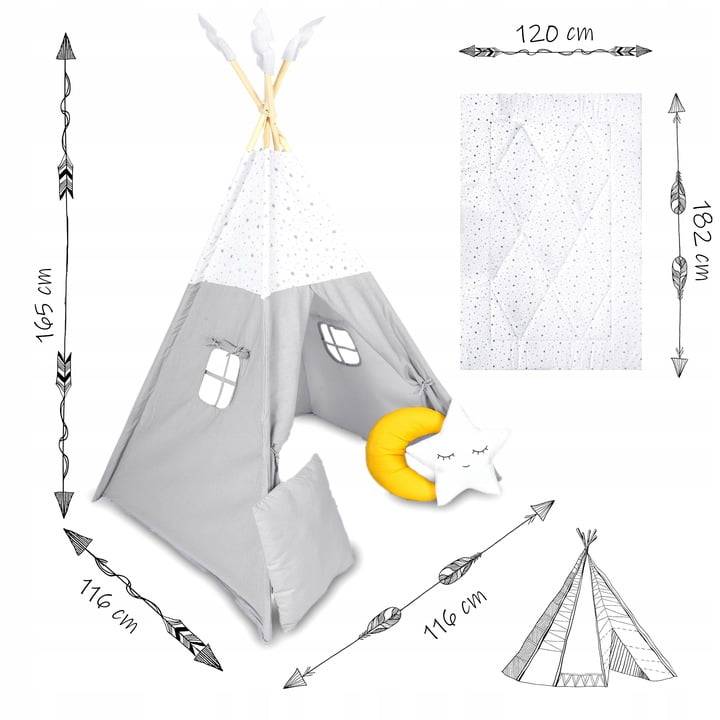 Cotton Tipi Tent - Light Stars