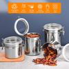Stainless Steel Kitchen Storage Canister, 3.7 X 6.5inch Airtight Clamp Clear Lid Container Bottle for Flour Sugar Tea Coffee Beans Candy for Months
