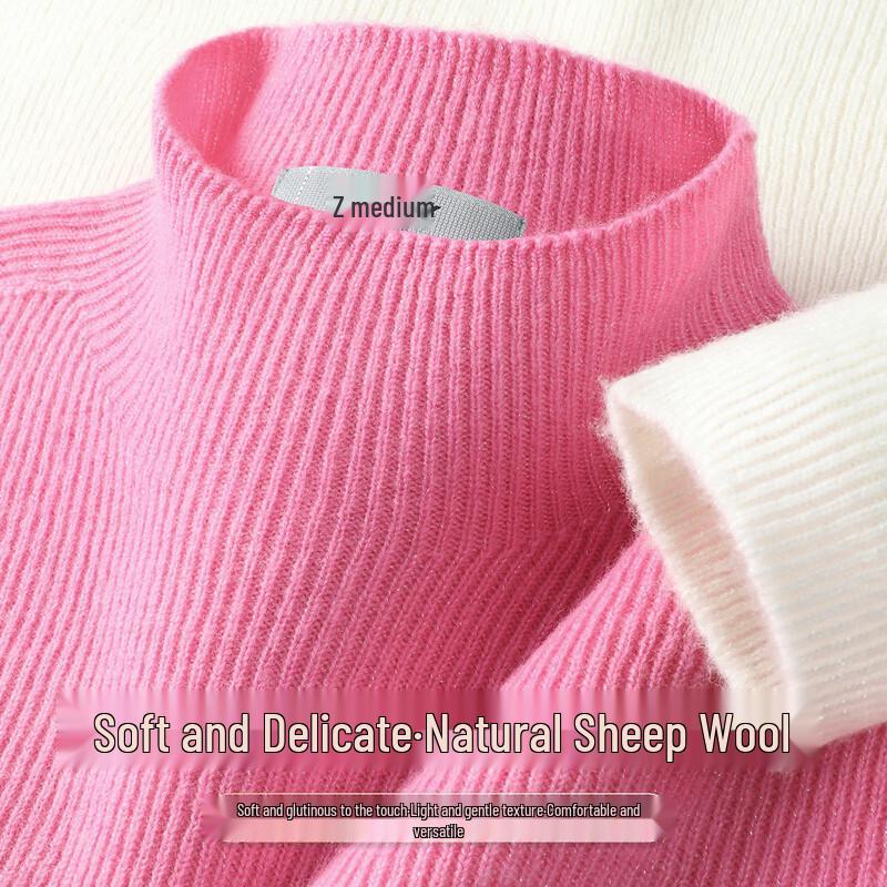 SNOWFLYING Women s Semi-High Neck Gradient Wool Sweater L