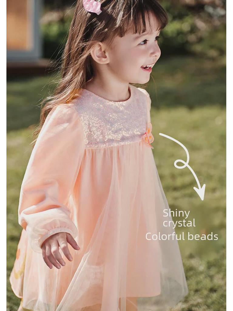 Girls' Butterfly Dress - Spring 2025 Sweet Mesh Princess Skirt