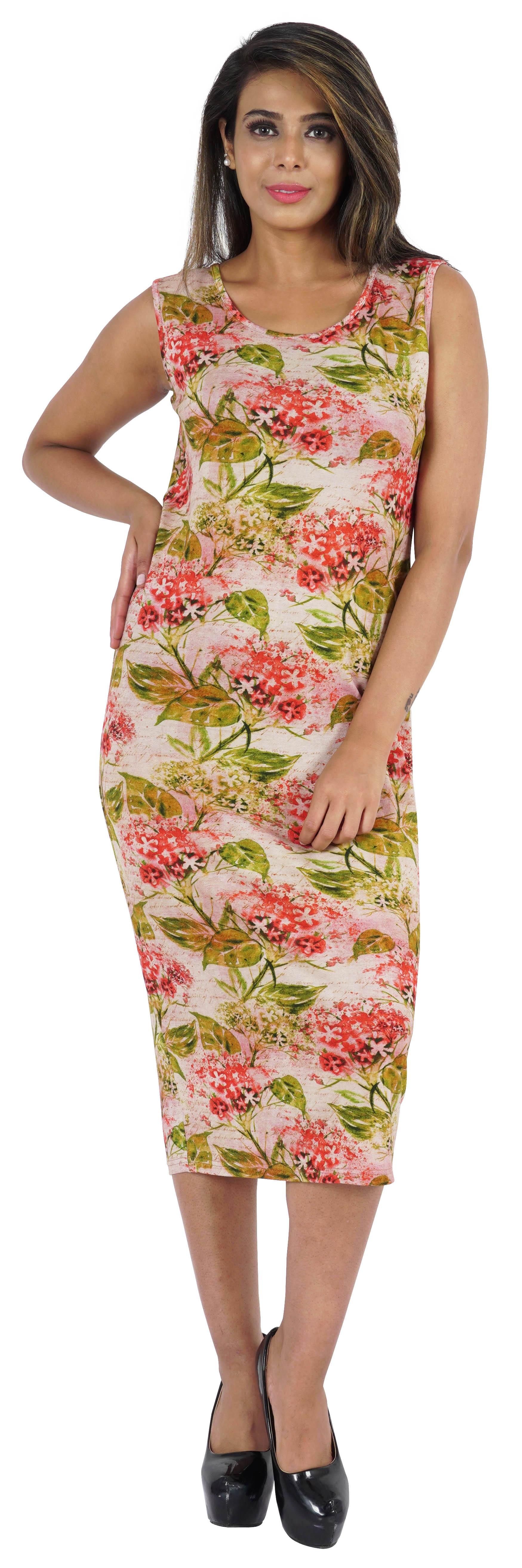 

Bimba Printed Bodycon Midi Dress For Women Casual Sleeveless Viscose Jersey XXL off білий колір