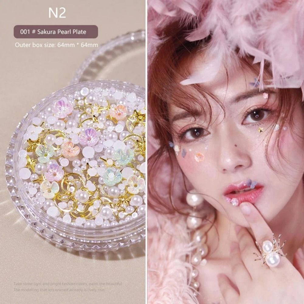 1 Box Pearl 3D Rhinestones Sticker Flower Eyes Face Facial  Sticker  DIY Decoration