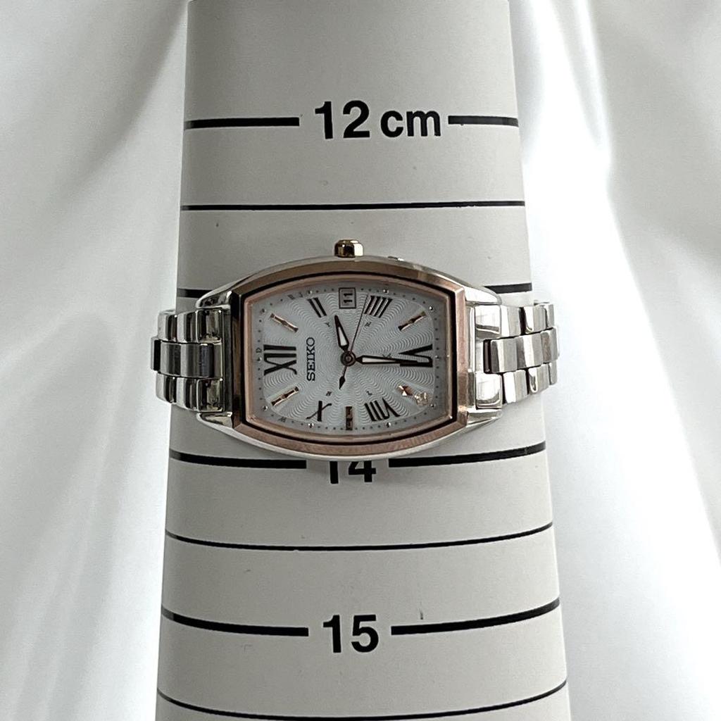 [USED] Seiko Lukia Radio-Controlled Solar Watch with Shell Dial, Tonneau Design, 1B32-0AA0