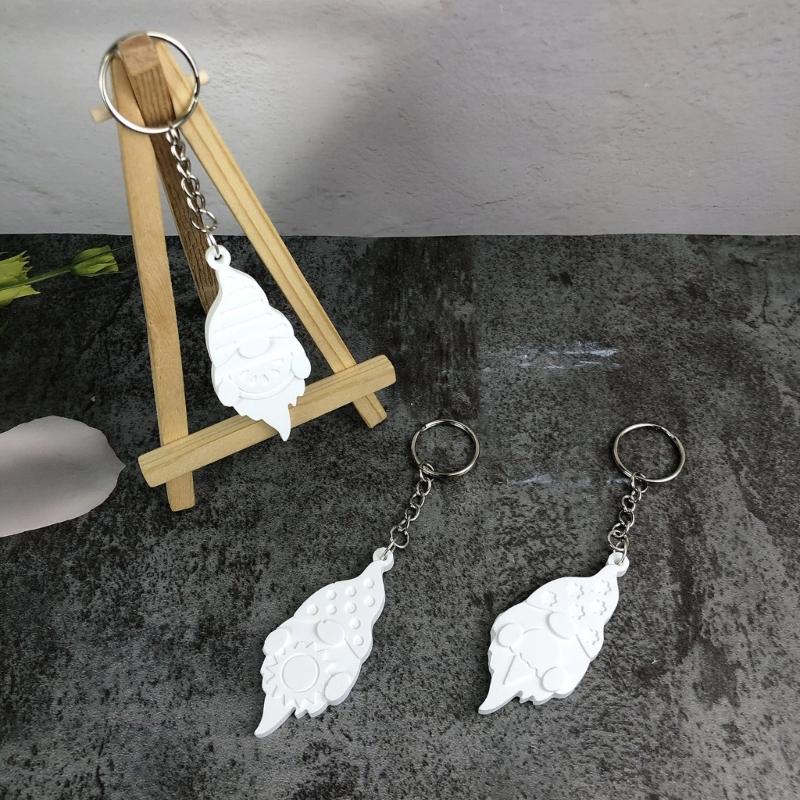 3 Cavity Fun Pendant Molds Keychain Jewelry Mould Gnome Shape Silicone Keyrings Moulds with Hole for Hand-Making Pendant