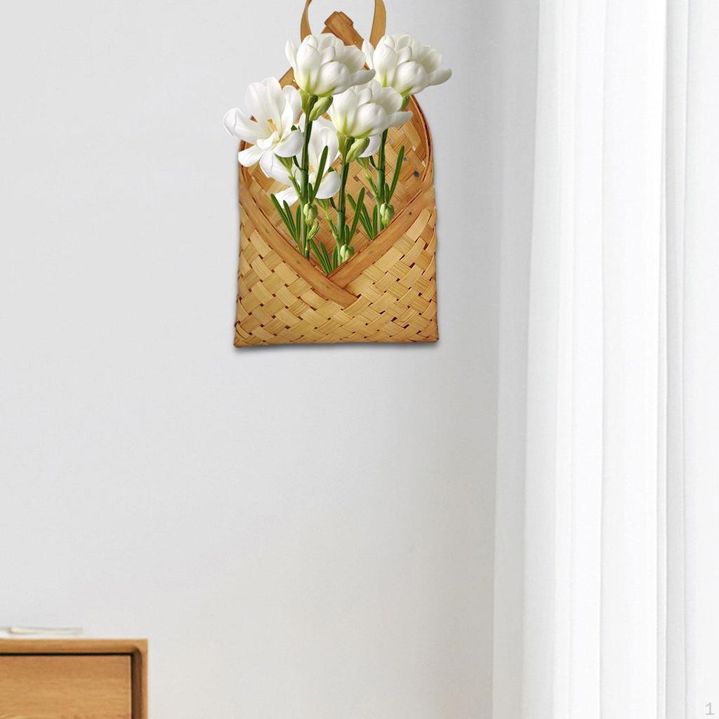 Corner Storage Basket Flower Pantry Home Wall Mounted Kitchen Handmade Garden Decorative