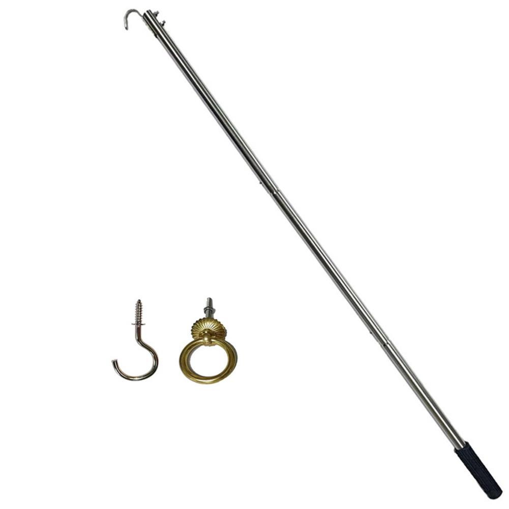 Loft Ladder Pull Hook Kit with Aluminum Spliced Rod and Stainless Steel Hook for Stable and Efficient Loft Use