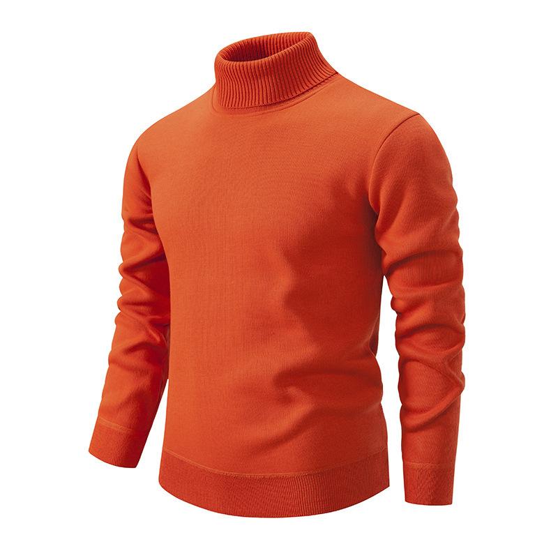 Autumn And Winter Men'S Turtleneck Sweater Men'S Fleece Knitted Sweater Men'S Pullover Long-Sleeved Bottoming Shirt