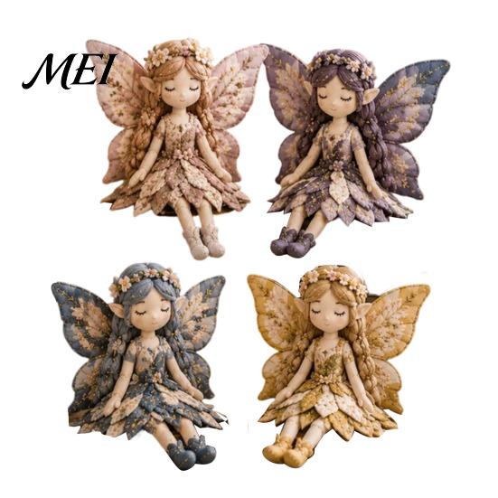 Vintage Garden Fairy Craft Patchwork DIY Kit, Flower Fairies Sewing Make 4 Kit Dolls, Beginner-Friendly Project for Home Decor Handmade Gift