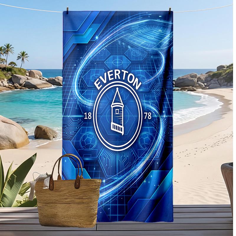 Asciugamano da Spiaggia con Stampa del Football Club Everton, Asciugamano Grande Morbido ad Asciugatura Rapida per Spiaggia Campeggio Nuoto
