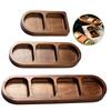 Solid Wood Tray 2/3/4 Grid Seasoning Tray Breakfast Food Sushi Bread Dessert Sauce Tray Kitchen Dinner Seasoning Tray