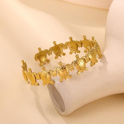 Stainless Steel Animal Tortoise Bracelet For Women Men Gold Color Cuff Bangles Bracelets Femme Summer Beach Jewelry Gifts