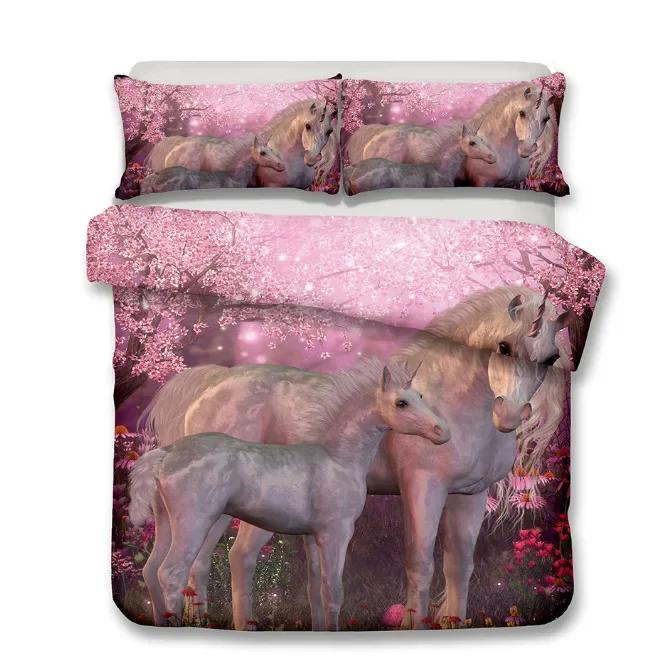 Comforter Iceberg Unicorn Set Pillow 3D Print Pink Green Babysbreath Navy Blue Bed Set For Boy Gril Teen Dropship