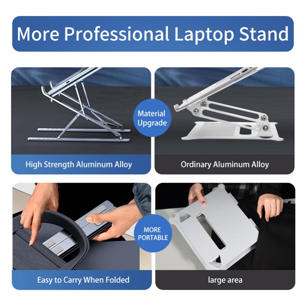 Bærbar Laptopstativ Aluminium Sammenleggbar Notebookstøtte Laptopbase Macbook Pro Holder Justerbar Brakett Datatilbehør