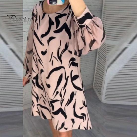 

Элегантное свободное вечернее платье, винтажное прямое платье с геометрическим принтом, повседневное повседневное платье с круглым вырезом и длинными рукавами, уличная одежда 3XL синий