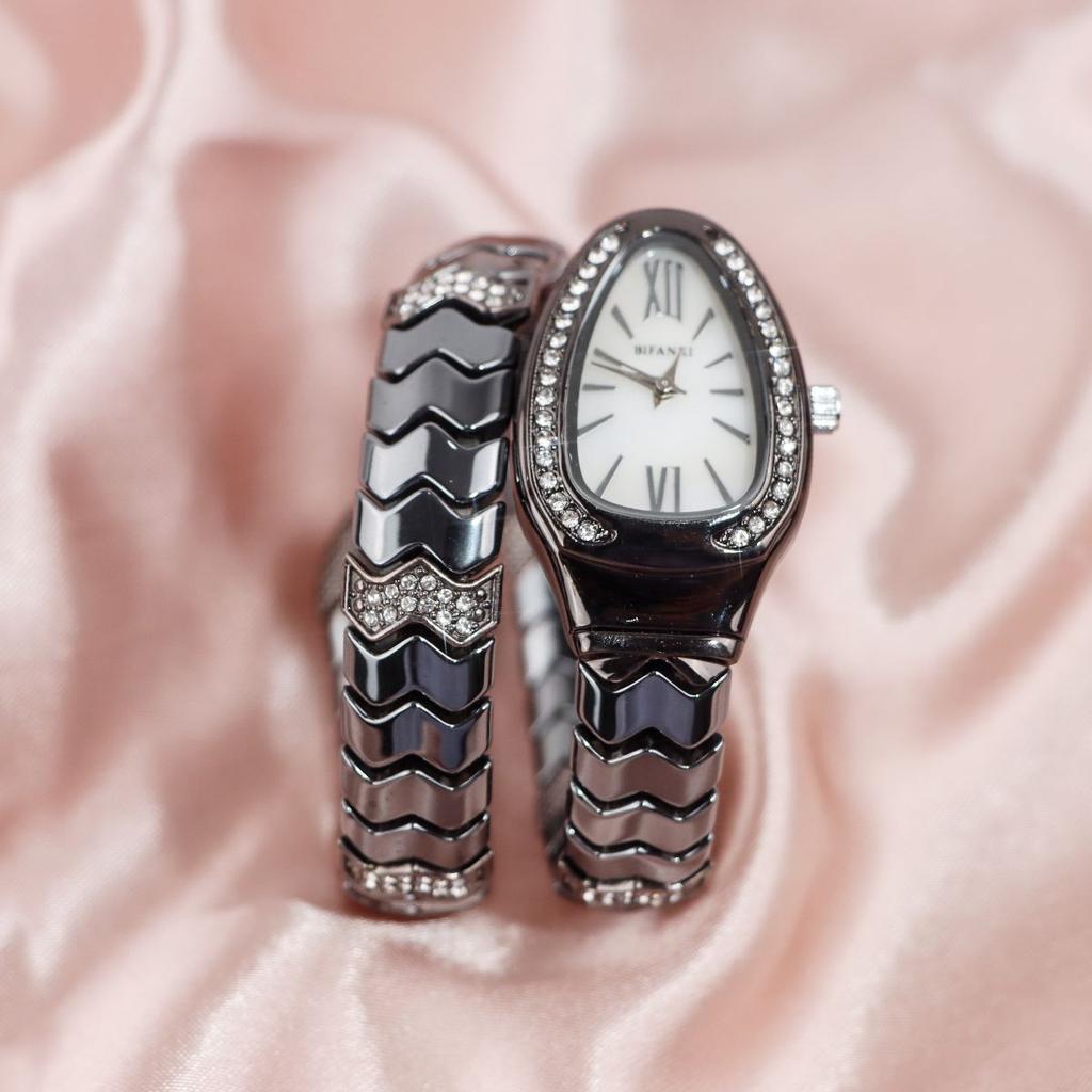 Fashion Black Snake Hot Sell Quartz Watches Women's Full Diamond Steel Strap Watch For Women Bling Unique Luxury Clock Relogio