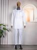 African Men's Traditional Three-Piece Set: Embroidered Robe, Pants, and Matte Cloth