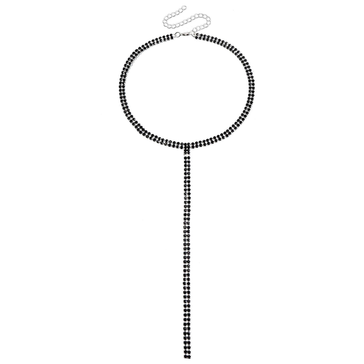 

Аксессуары Т-образная Сексуальная Черная Полностью Бриллиантовая Двойная Цепочка на Шею Длинное Ожерелье Женская Цепочка с Бриллиантами Коготь на Ключицу