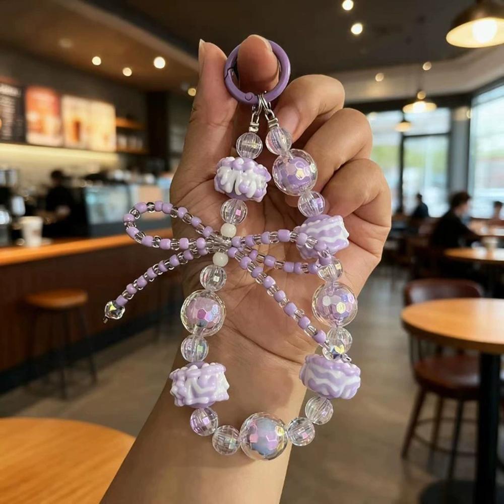 Acrylic Bow Keychain Colorful Hand-painted Bead String Mobile Phone Handbag Chain Water Cup Chain Friends Gift Accessories