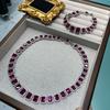 Square Ruby Necklace Bracelet Set Femininity Premium Versatile Necklace Bracelet