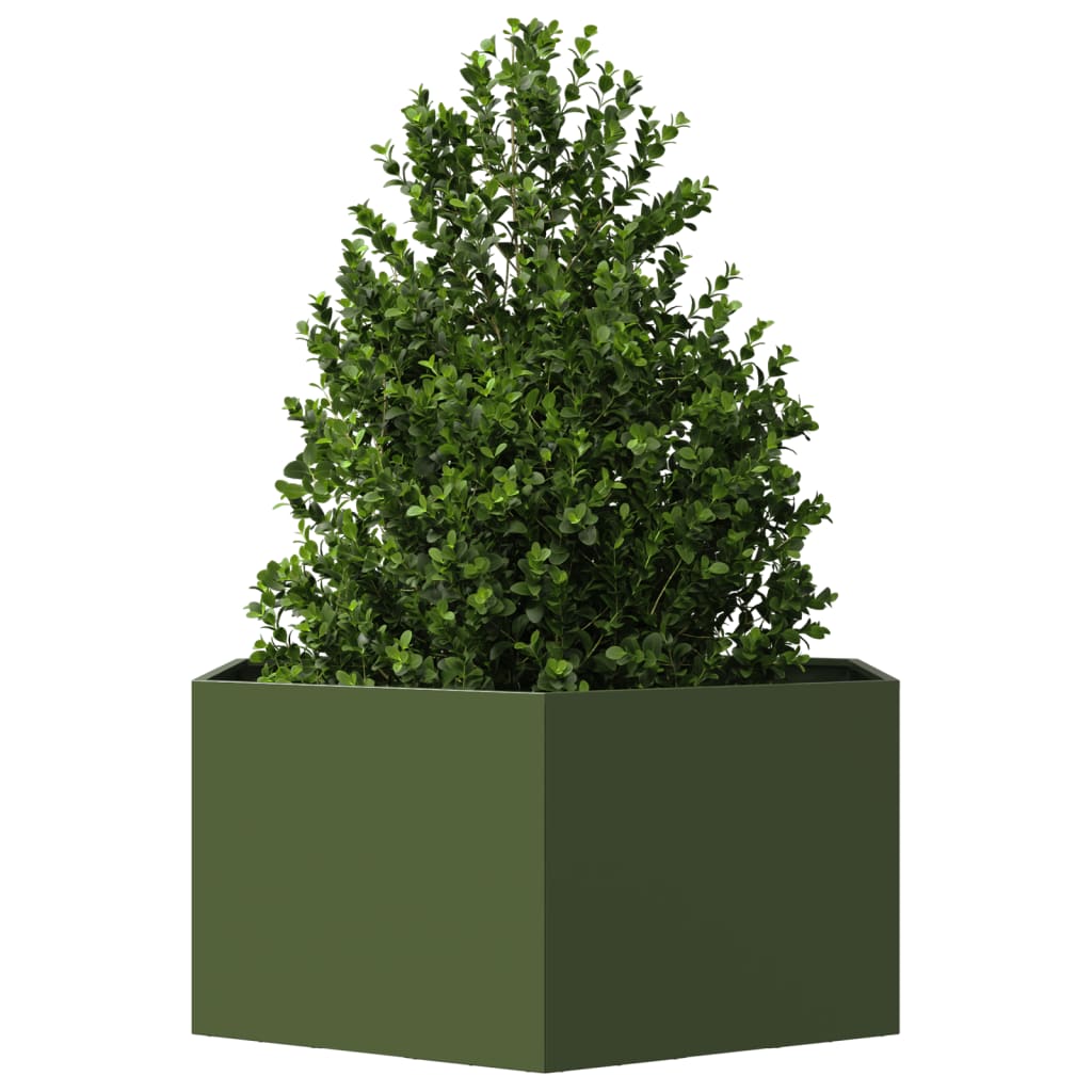 Olive Green Hexagonal Planter 104x90x45 Cm Steel