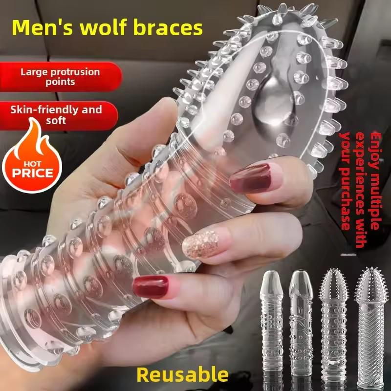 Pleasure Barbed Anti-Ejaculation Condom with Delay Ejaculation and Locking Ring - Adult Sex Sleeve for Couples