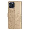 For iPhone 15 Pro Leather Case Butterfly Floral Imprint Wallet Phone Cover with Stand