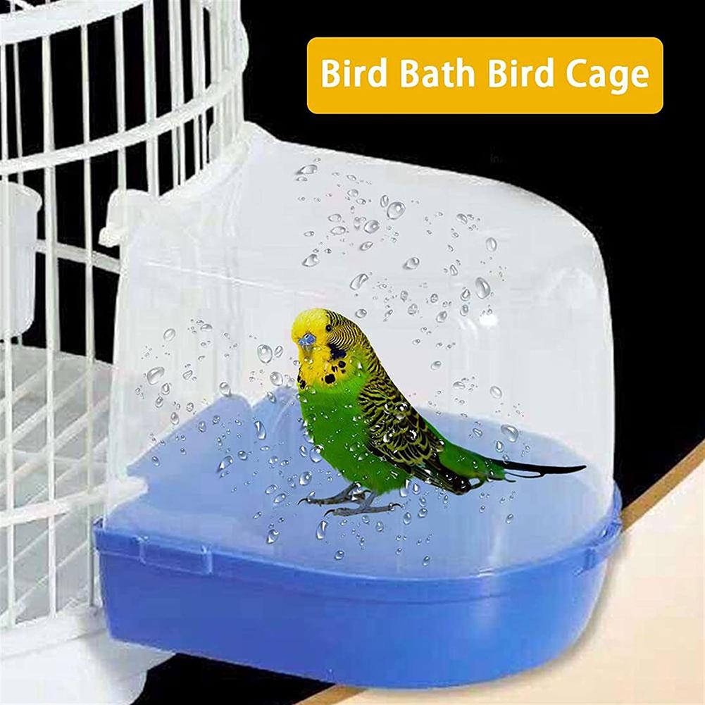 Plastic Bird Bath Bird Shower Parrot Bath Hanging Bird Cage Mirror Basin Bird Water Bath Pet Bird Bowl Pet Bird Bath Supplies