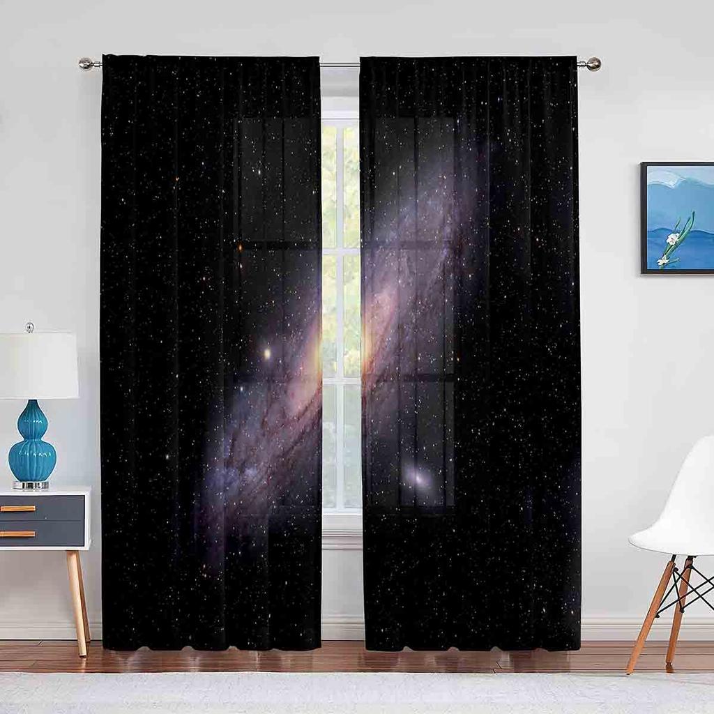 Perdea Voal Transparentă Galaxy Spațiul Cosmic Exterior pentru Living Dormitor Bucătărie Univers Stele Șifon Tul Tratament Fereastră Decorațiuni