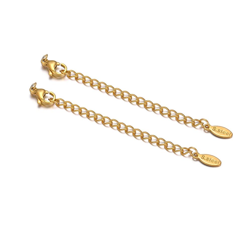 10pcs Stainless Steel Lobster Clasps 5cm Extension Extended Tail Chains for DIY Jewelry Making Bracelet Necklaces Connectors