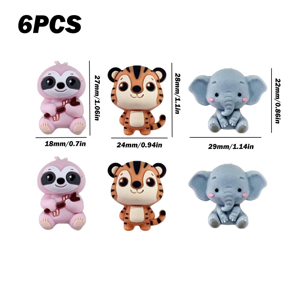 

25/55PCS Sloth Elephant Tiger Silicone Bead Set, perfect for DIY handmade crafts such as keychains, necklaces, bracelets, etc