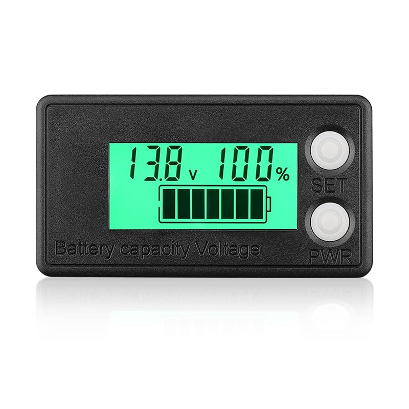 DROK Waterproof Battery Monitor 12V 24V 36V 48V 72V Battery Meter 8-100V, Battery Capacity Tester LCD Display Color Screen Backlight, Fit for Car