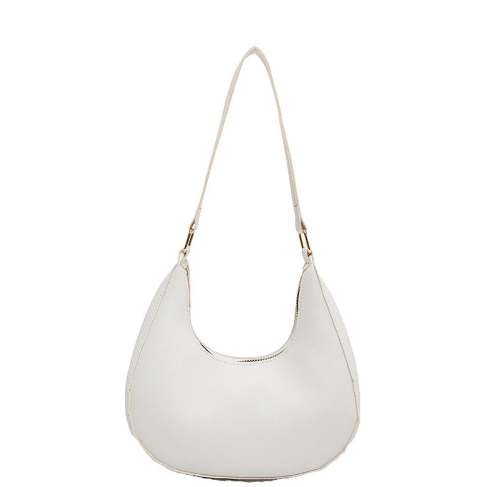Shoulder Pouch PU Shoulder Bag Solid Color Hobo Bag Elegant Crescent Moon Underarm Bag  Travel