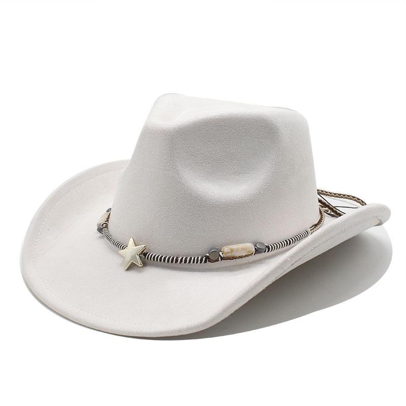 Bohemian Minority Suede Hat Belt Couple Hat Western Cowboy Top Hat