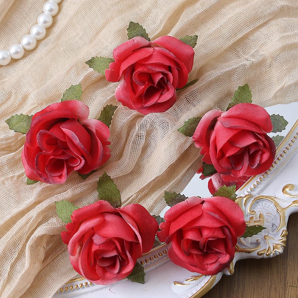 50PC Artificial Flowers DIY Candy Box Cake Home Decor Christmas Decorative Wreaths Wedding Party Garden Roses Arch Silk Fake