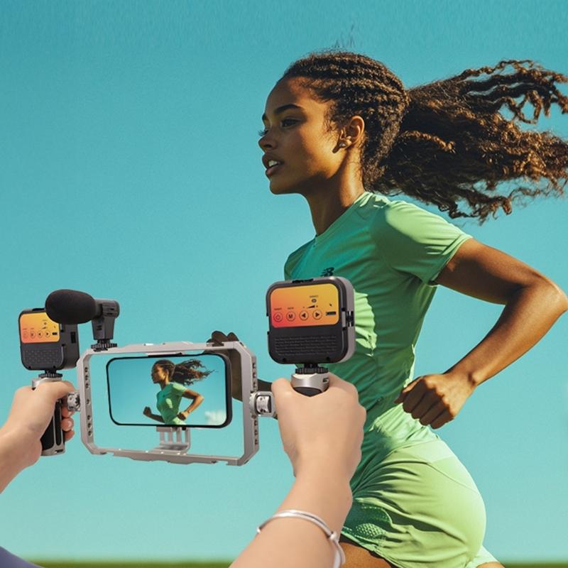 Aluminum Mobile Video Rig with Multiple Mounting Option & Ergonomic Handles Phone Stabilizers Cage set for Steady Shot