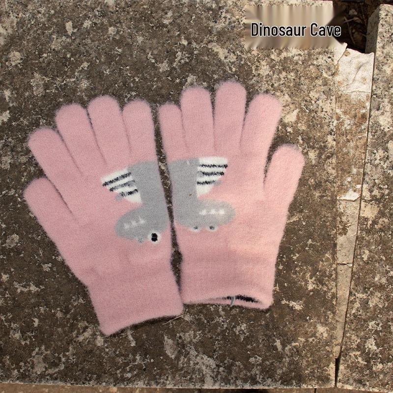 

Детские шерстяные перчатки с динозаврами: Толстые, теплые, вязаные перчатки с пятью пальцами для мальчиков и девочек 6-12 years