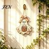 Vintage Style Halloween Sign Cute Bow Ghost Hanging Sign, Rustic Retro Floral Door with Pumpkin Party Background Decor Basket, Wooden Pendant
