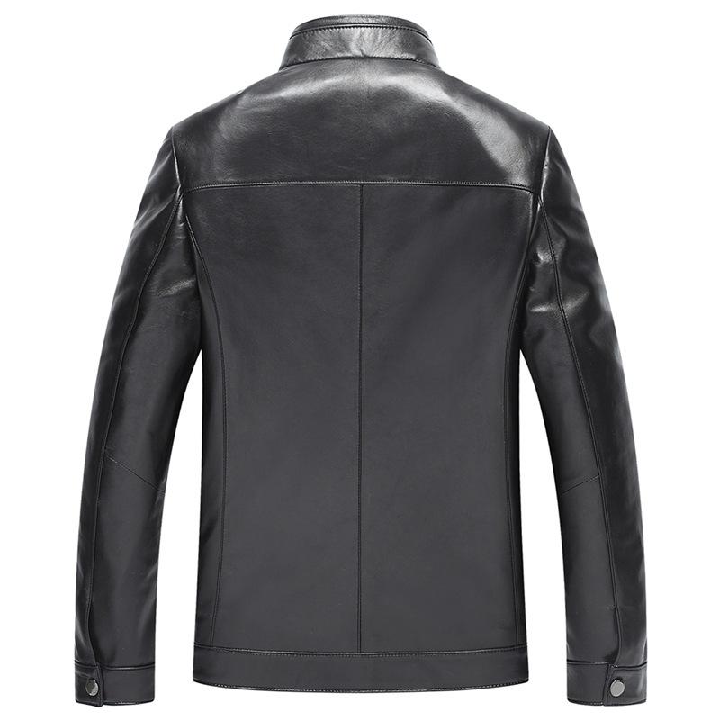 Vår och Höst Motorcykel Läderjacka Äkta Läderjacka Herr Ståkrage Fårskinnjacka Mångsidig Fritidsjacka
