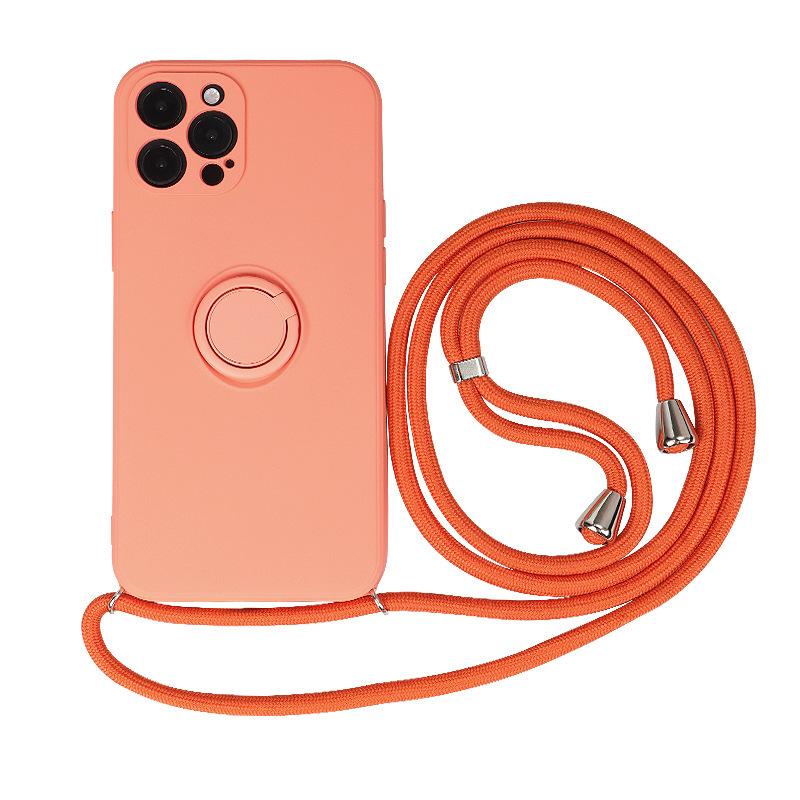 Liquid Frosted Magnetic Silicone Phone Case With Lanyard Crossbody Stand Protective Cover For Apple Iphone