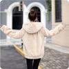 Flannel Hooded Jacket Women's Mid-length Winter Loose Plush Warm Long-sleeved Plus Velvet Short Jacket