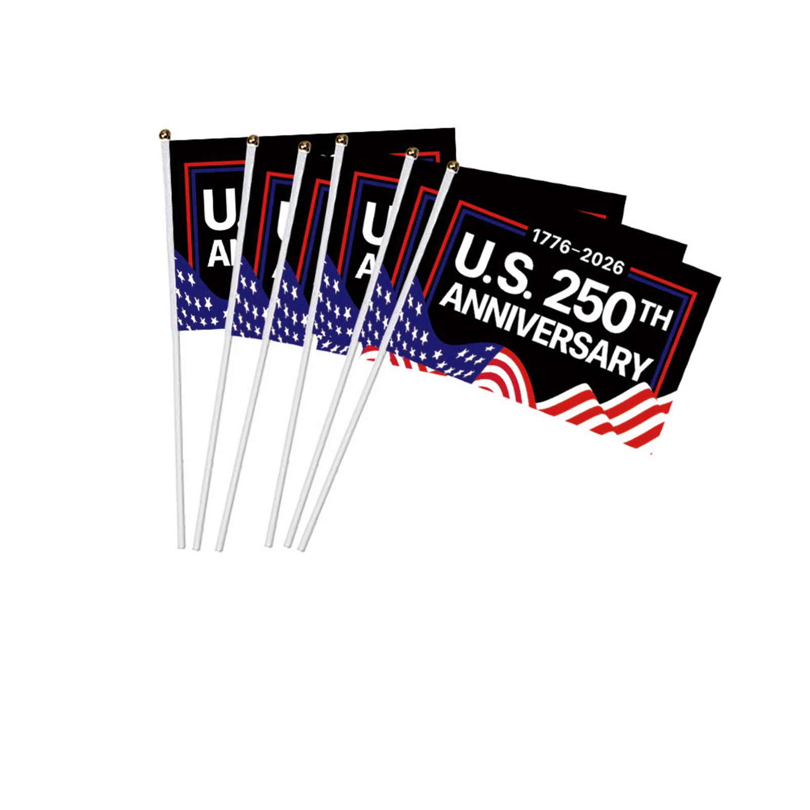 

America 250th Anniversary 1776 2026 Handheld Flag Set Durable Polyester Fabric with Printed Design for Celebration Events Parties Parades One Size