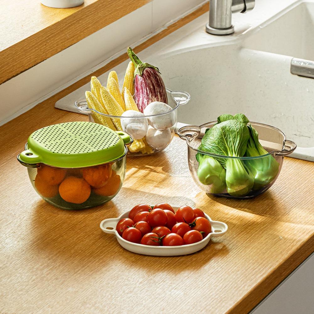 

Light Luxury Draining Bowl Plastic Rice Washing Basket Hot Sale Kitchen Gadget Household