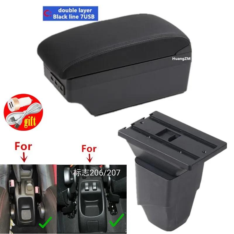 For Peugeot 206 Armrest box For Peugeot 206 207 CC Cabrio Armrest Box Central storage Box Retrofit Interior Car Accessories