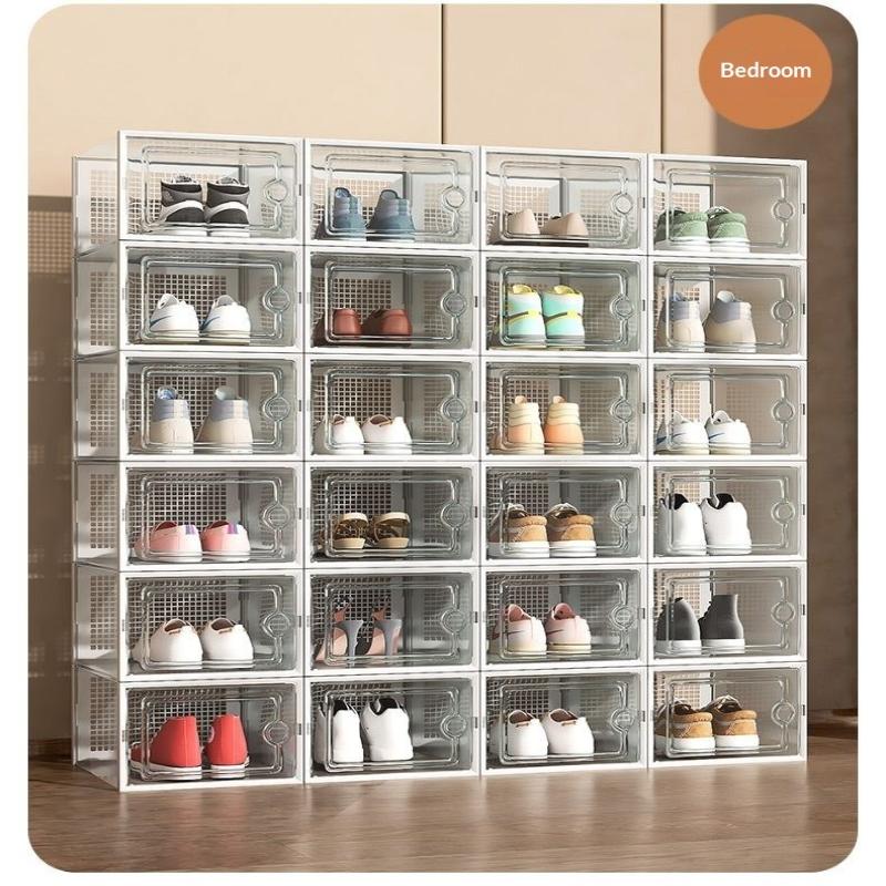 Shoe Box Organizer, Clear Stackable Plastic Storage for Sneakers, Dust-Proof Design To Keep Shoes Visible & Protected