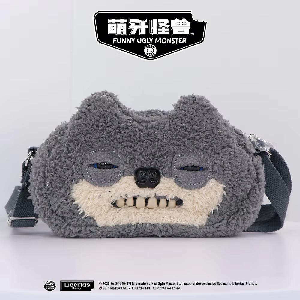 Genuine Funny Ugly Monster Plush Crossbody Bag Adjustable Strap Mr Button Screech Leopard Stuffed Doll Bag Gift